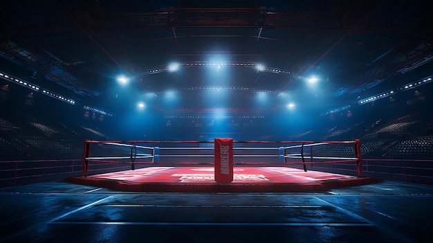 arena di boxe con luce da stadio