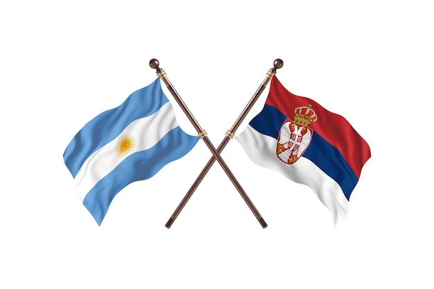 Argentina contro Serbia due bandiere di paesi Background