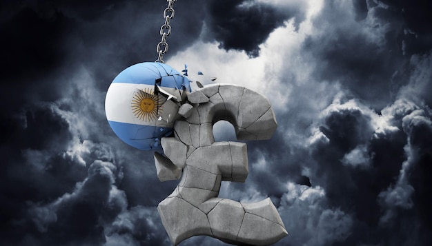 Argentina palla smashing una sterlina simbolo economia britannica d render