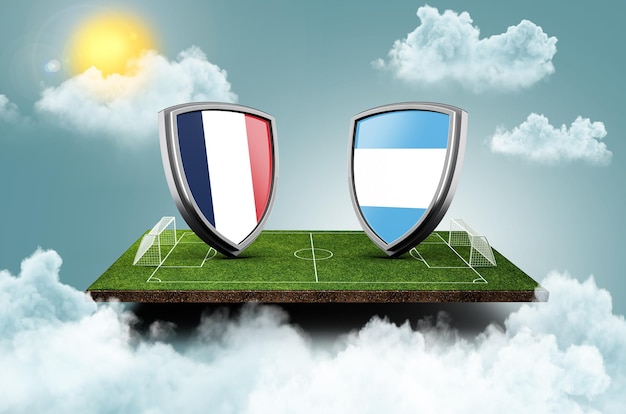 Argentina vs Francia Versus banner dello schermo Concetto di calcio campo di calcio stadio 3d illustrazione