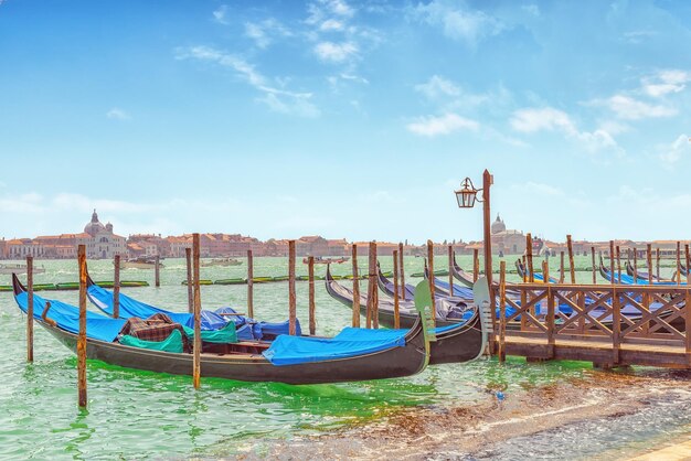 Argine del Canal Grande con le gondole Venezia Italia