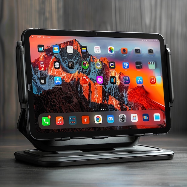 Arm del monitor con supporto integrato per tabletAr Wallpaper