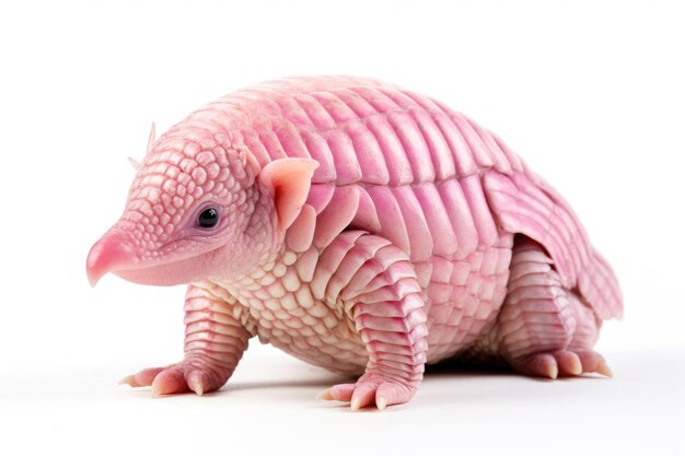 Armadillo delle fate rosa su sfondo bianco