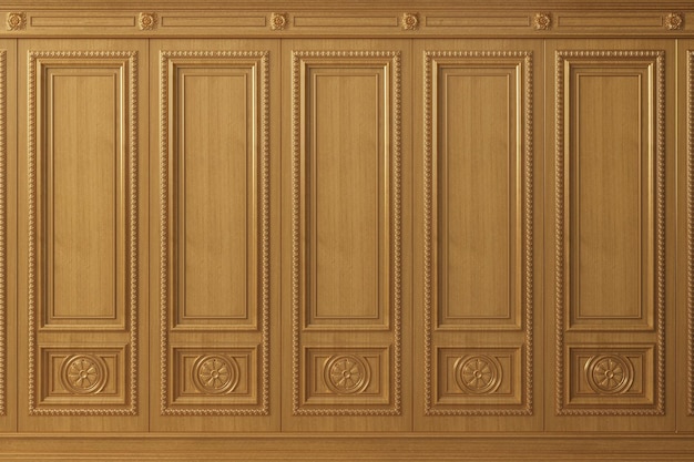 Armadio classico a parete in pannelli di legno di quercia oro