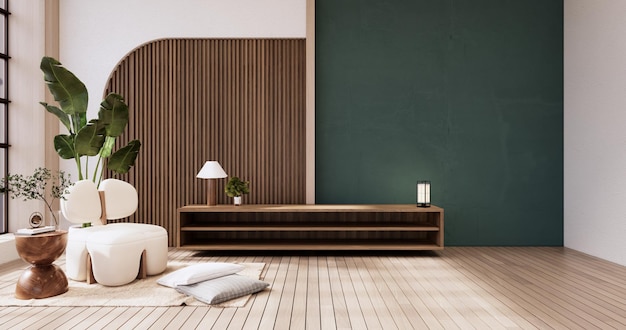 Armadio in legno su Muji Green Room interni in legno rendering 3D