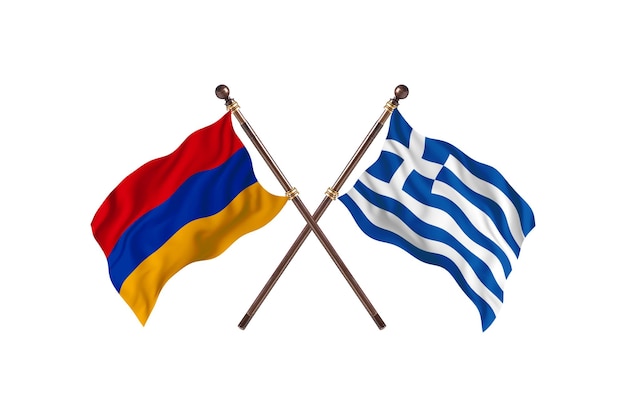 Armenia contro Grecia due paesi bandiere Background