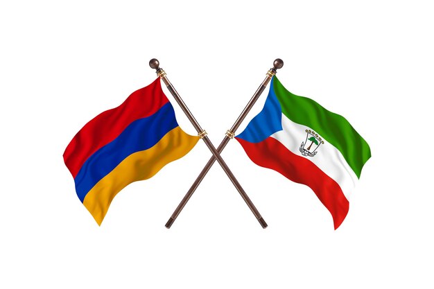 Armenia contro Guinea Equatoriale due paesi bandiere Background