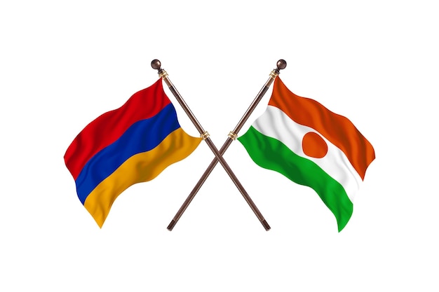 Armenia contro il Niger due bandiere di paesi Background