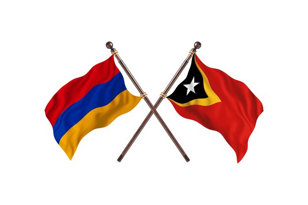 Armenia contro Timor Est due bandiere di paesi Background