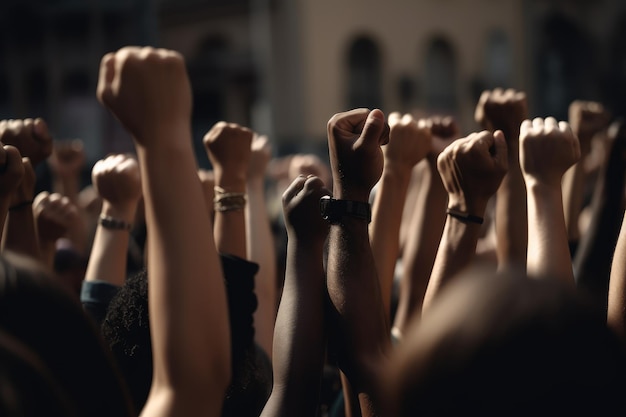 Armi alzate in segno di protesta