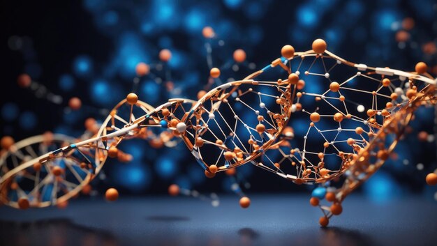 Armonia della creazione che svela l'eleganza del DNA nel mezzo del movimento atomico