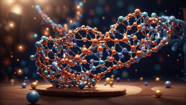 Armonia della creazione che svela l'eleganza del DNA nel mezzo del movimento atomico