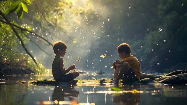 Armonia effimera I bambini nell'abbraccio della natura