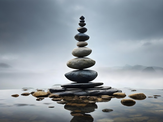 Armonia nell'equilibrio Isolata Torre di pietra d'equilibratura