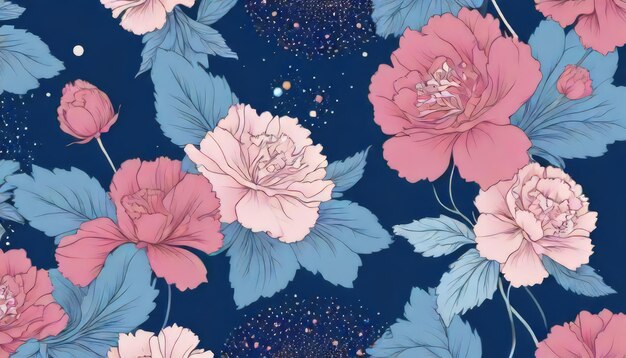 Armonica miscela di Prussian Blue Baby Blue e Carnation Pink Abstract Wallpaper