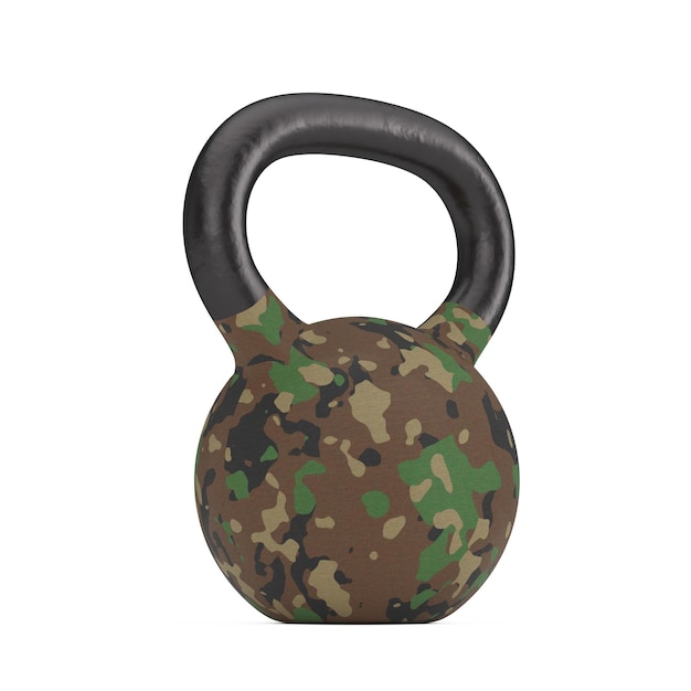 Army Concept Iron Kettlebell in colori mimetici Rendering 3d