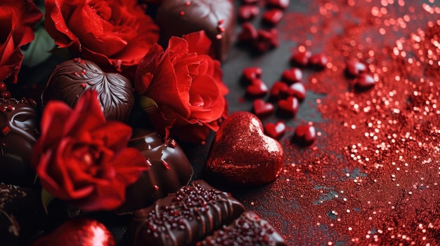 Arrangamento romantico di cioccolato e rose