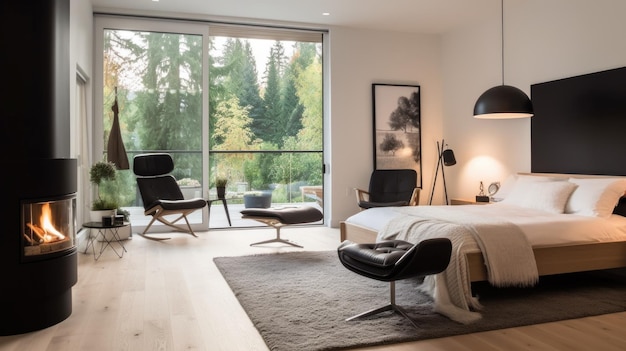 Arredamento camera da letto casa interior design stile scandinavo moderno