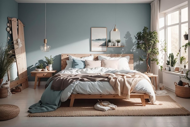 Arredamento scandinavo per la camera da letto Pulito, fresco e accogliente