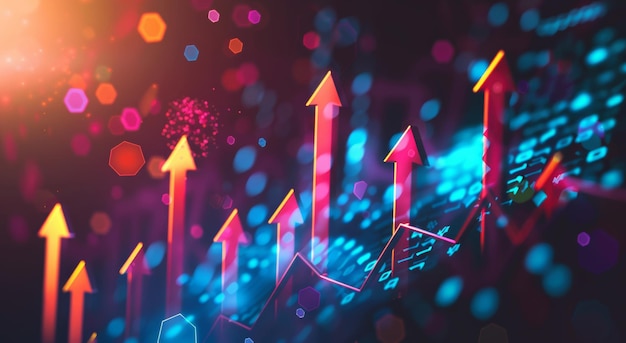 Arrow mercato azionario e finanza background design per l'economia aziendale e grafica dell'inflazione globale