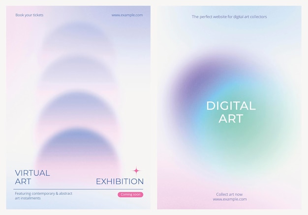 Art and design gradient poster template vector set Set di in vari disegni Poster gradient design vector set Aesthetic pastel holographic poster design set Pastel holgraphic gradient poster