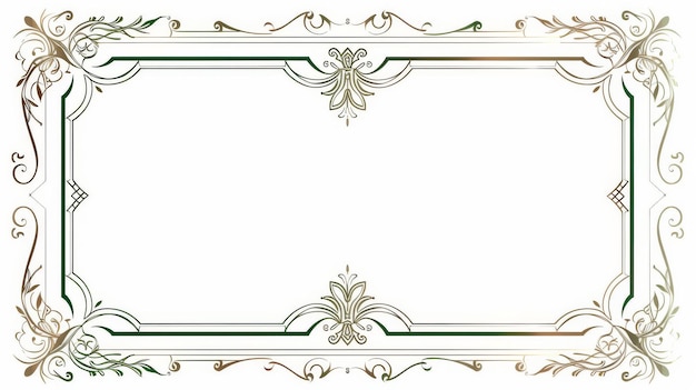 Art Nouveau classico design antico cornice a linea verde su sfondo bianco Illustrazione di design elegante per l'apertura di gala o matrimonio art deco