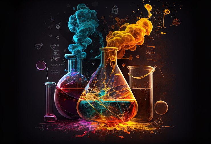 Art of Chemistry of laboratory chemical illustration Ai generative