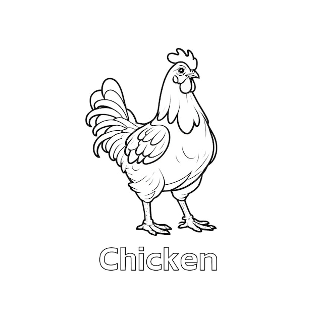 Arte a linea di pollo in bianco e nero