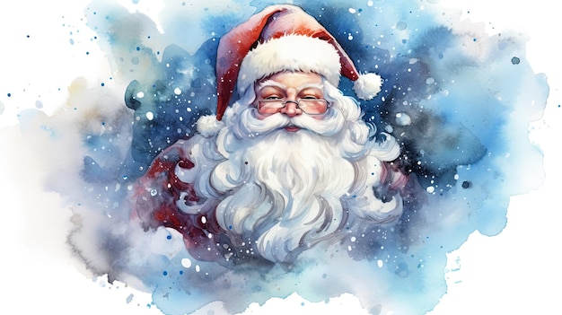 Arte ad acquerello del personaggio di Babbo Natale moderno Illustrazione di Natale Arte generativa AI