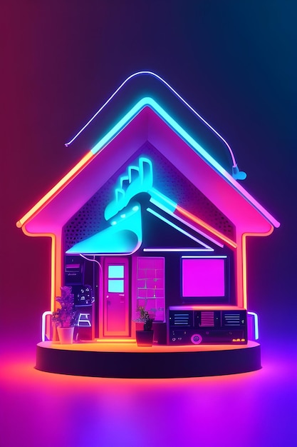 Arte al neon della casa