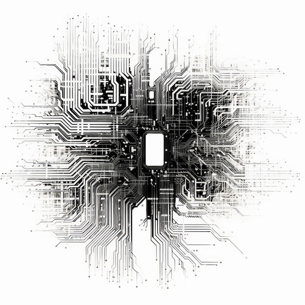 Arte algoritmica computerizzata su sfondo bianco