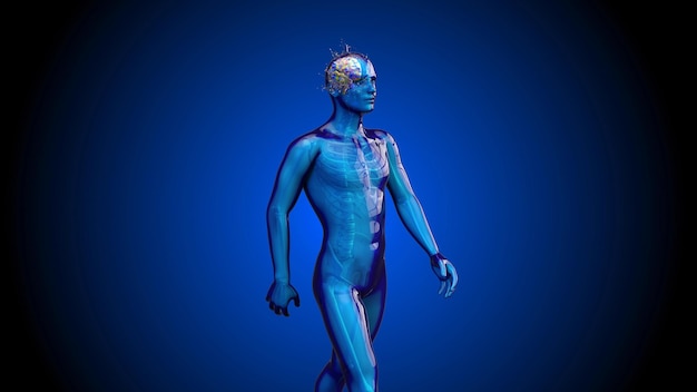 Arte astratta 3D di un disegno di movimento del cervello