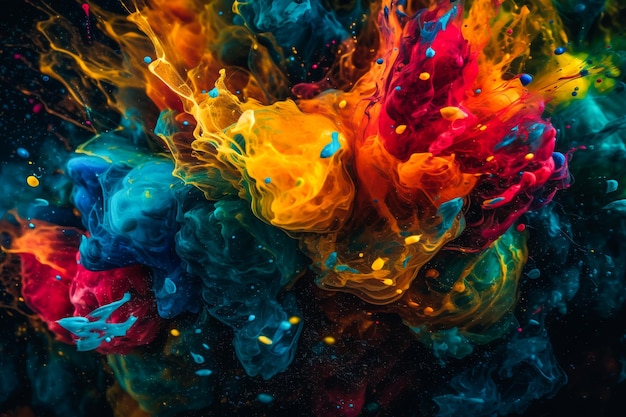 Arte astratta colorata creata con vernice e acqua AI Generato