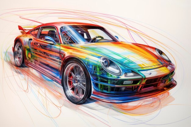 Arte astratta colorata di auto sportive