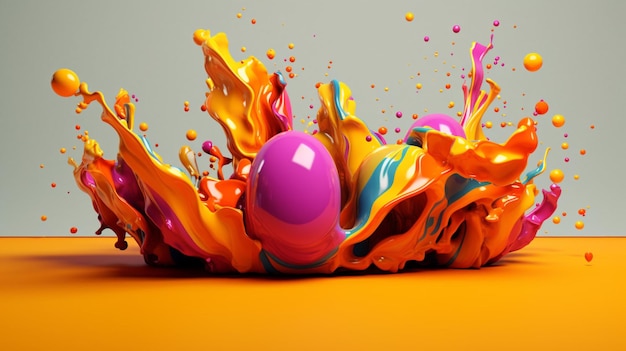 Arte astratta con schizzi colorati 3d