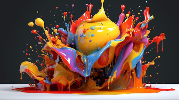 Arte astratta con spruzzi colorati 3D