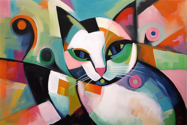 arte astratta del gatto picasso gatto gattino che posa per un ritratto immagine generata dall'AI