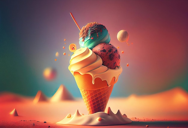 Arte astratta del gelato fantasy realizzata con intelligenza artificiale generativa