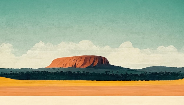 Arte astratta dell'Australia paesaggio in stile acquerello Deserto natura sfondo illustrazione 3D