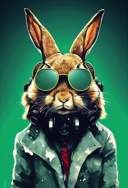 Arte astratta di colore del coniglietto con gli occhiali
