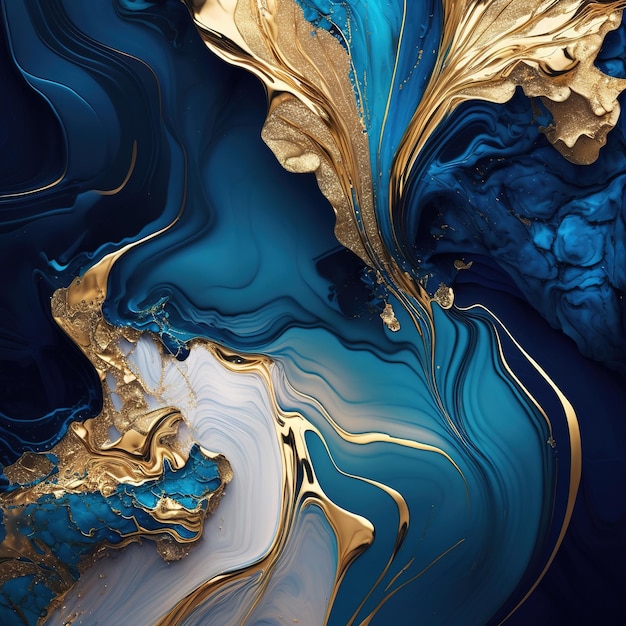 Arte astratta oro e blu che è uno sfondo per il tuo iPhone.