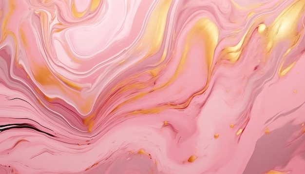 Arte astratta pittura in marmo liquido inchiostro alcolico sfondo a onde rosse e dorate