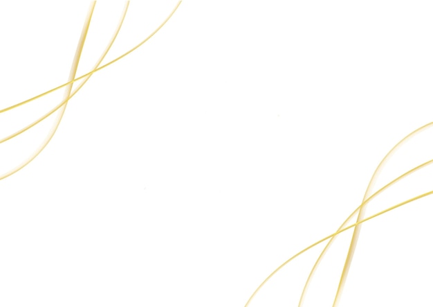 Arte astratta sfondo colore bianco con ricciolo ondulato linee dorate agli angoli Sfondo motivo ondulato con spazio copia e cornice gialla Design grafico moderno con elemento futuristico
