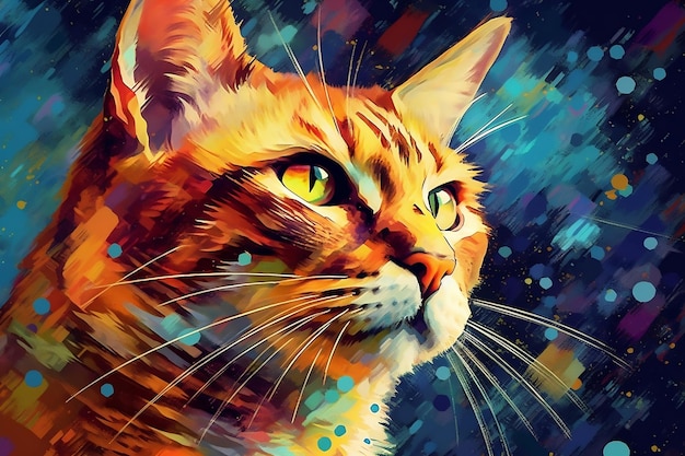 Arte astratta unica del gatto Pittura digitale AI generativa