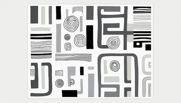 arte boho, colori tenui, forme semplici minimaliste organiche linee labirinto arcobaleno. Generato dall'intelligenza artificiale