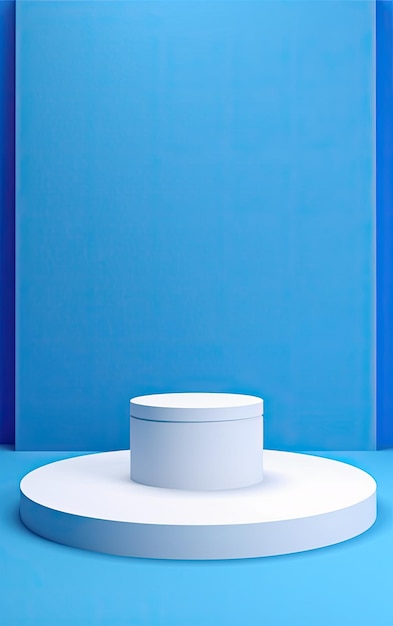 Arte concettuale di un podio vuoto 3D su uno sfondo azzurro monocromatico Atmosfera primaverile