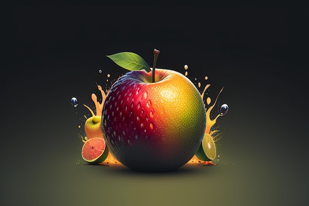 Arte creativa del fondo della carta da parati della copertura del manifesto creativo della frutta della mela di natura morta
