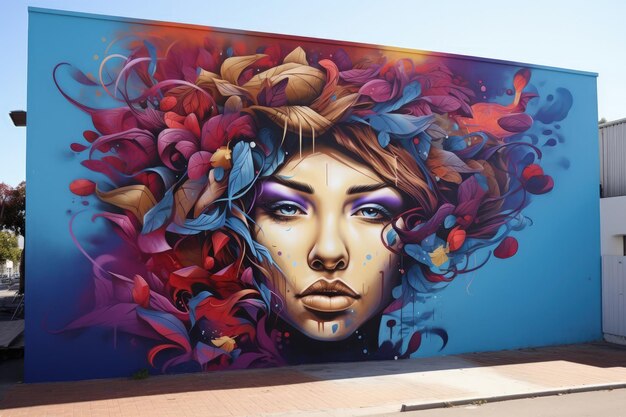 Arte creativa di graffiti su pareti urbane Illustrazione generativa di IA