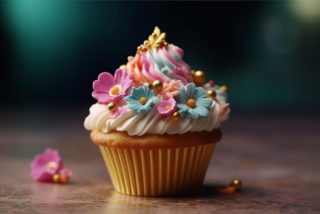 Arte culinaria Un delizioso primo piano della perfezione dei cupcake