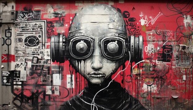 Arte dei graffiti cyberpunk nello stile di Banksy